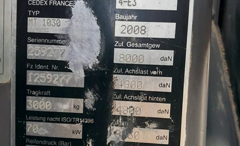 Manitou MT 1030 S verreiker – Grondbak + Vorken vol